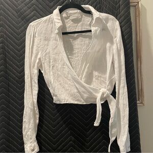 Zara White Wrap Blouse